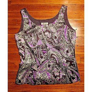 Tahari Women’s Sleeveless Top Size 2 Petite Multicolor Paisley Print Side Zipper
